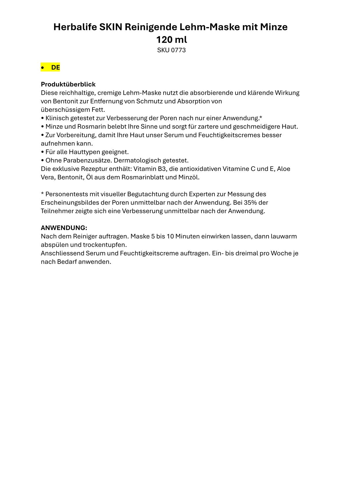 SKIN Masque d'argile