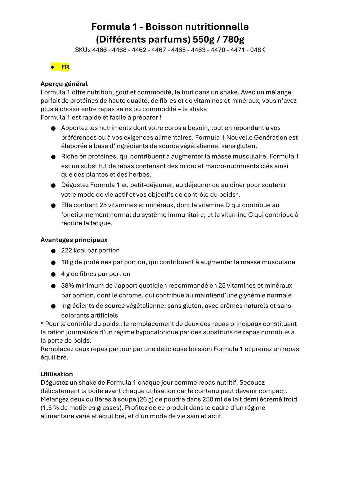 Boisson nutritionnelle protéinée (VE)