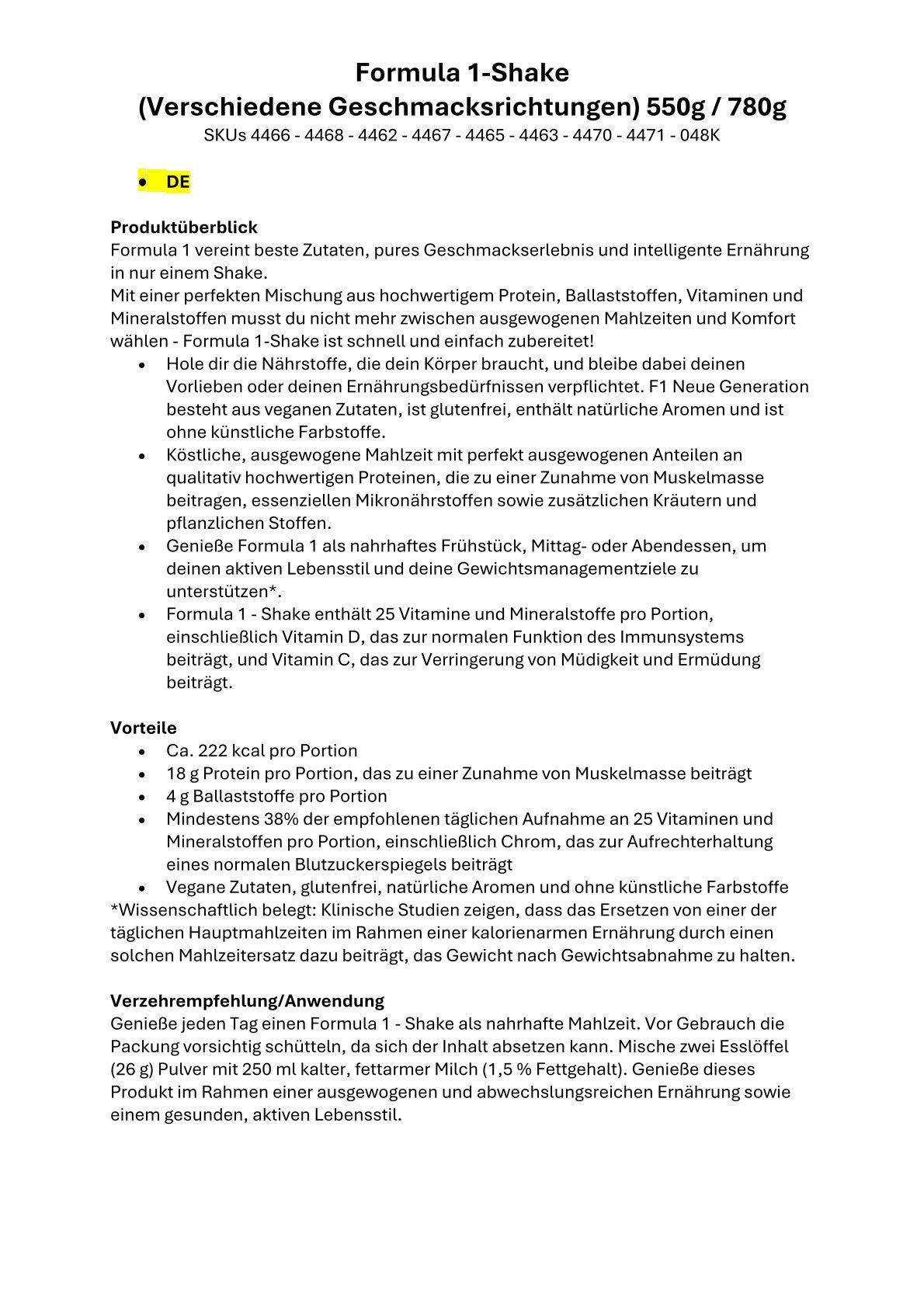 Proteingetränk (VE)