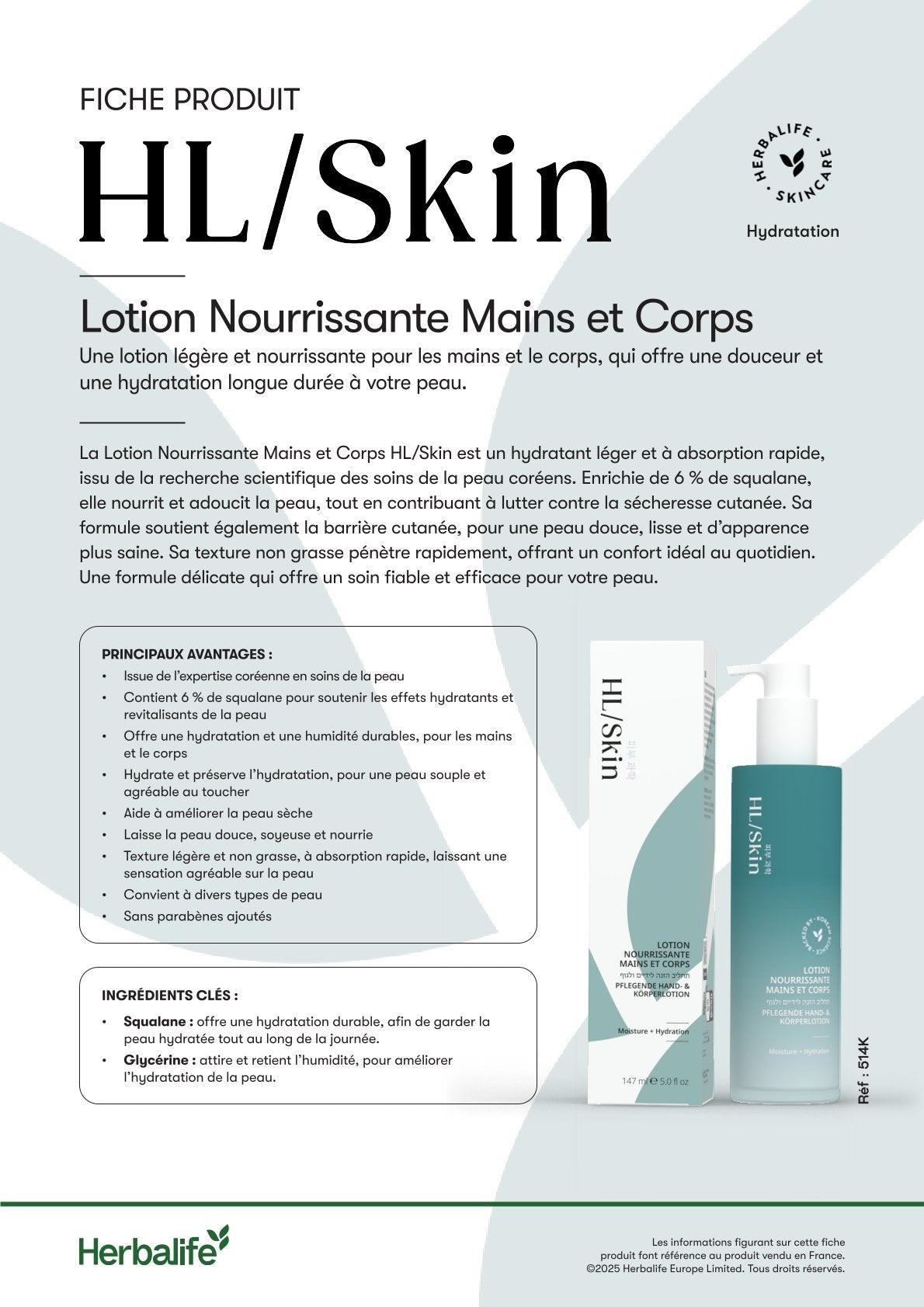 HL/Skin Lotion Nourrissante Mains et Corps