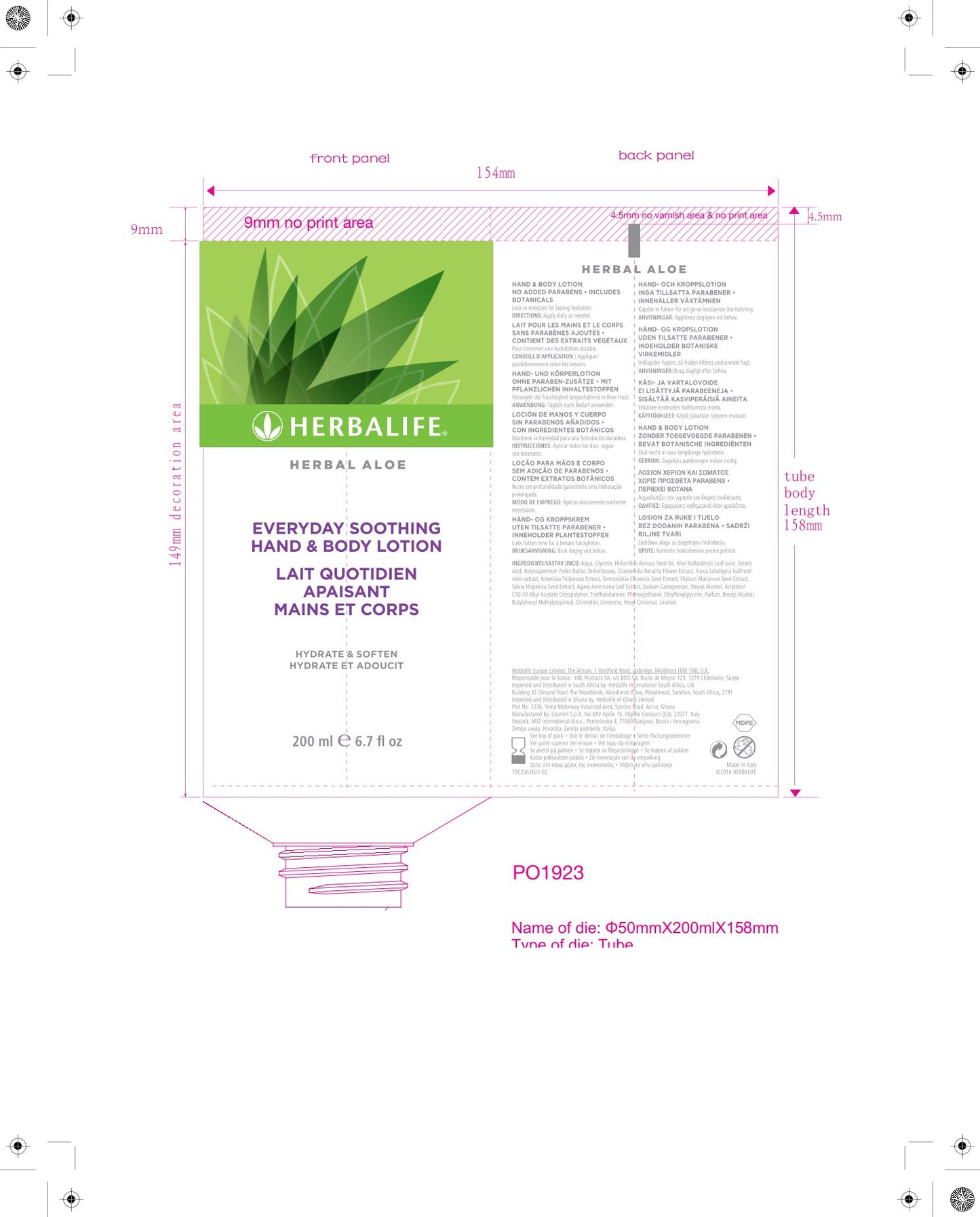 Herbal Aloe Lait quotidien Mains & Corps